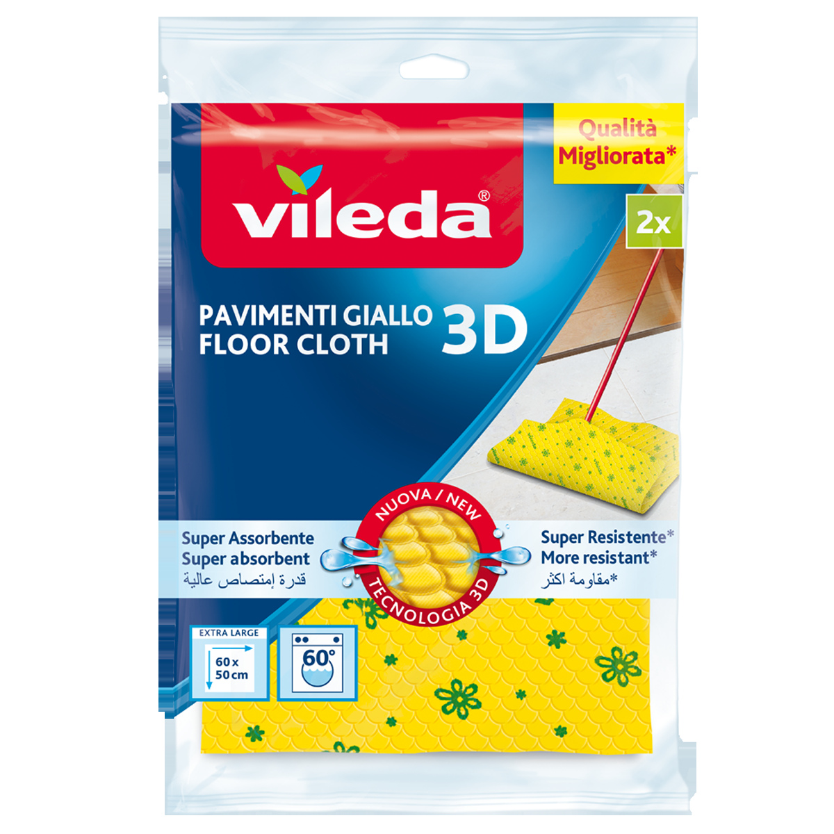 Levně 5x Ściereczka do podłogi Vileda Odour Stop żółta 1 szt.