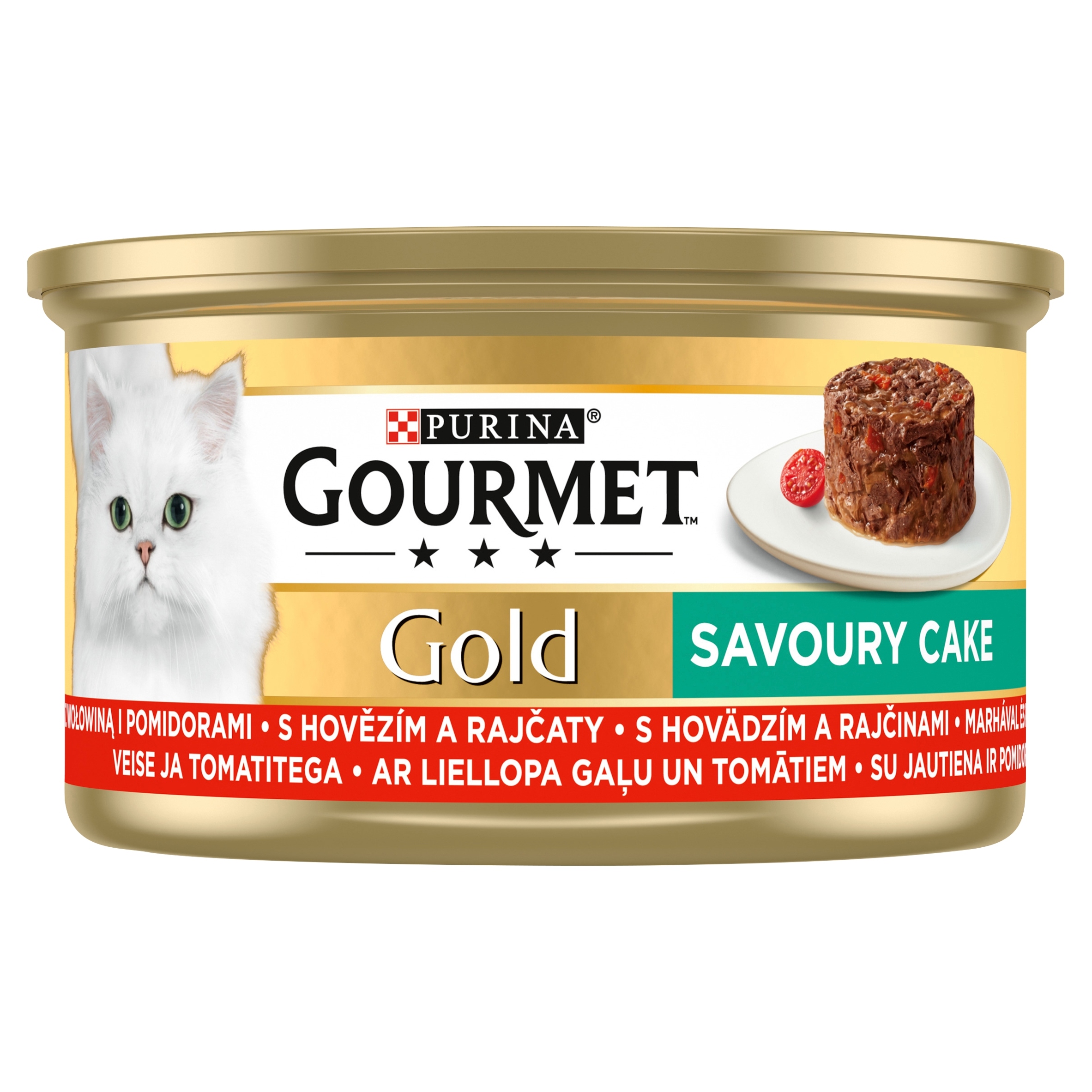 Mokré krmivo pro kočky hovězí maso a rajčata Gourmet Gold Savoury Cake 24x85 g
