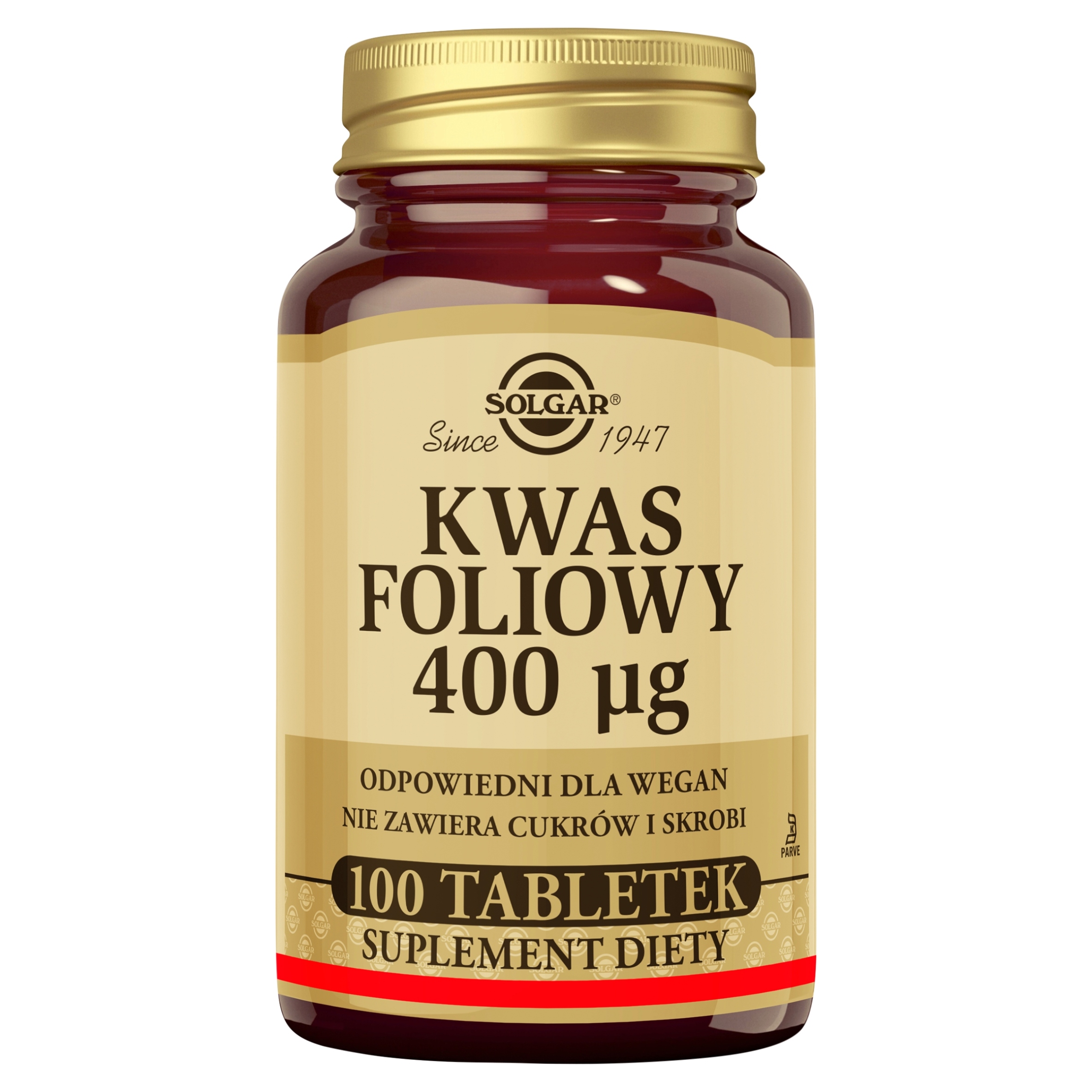 SOLGAR Folacin 400mcg 100 tabletek Kwas foliowy ciąża produkcja krwinek — 9