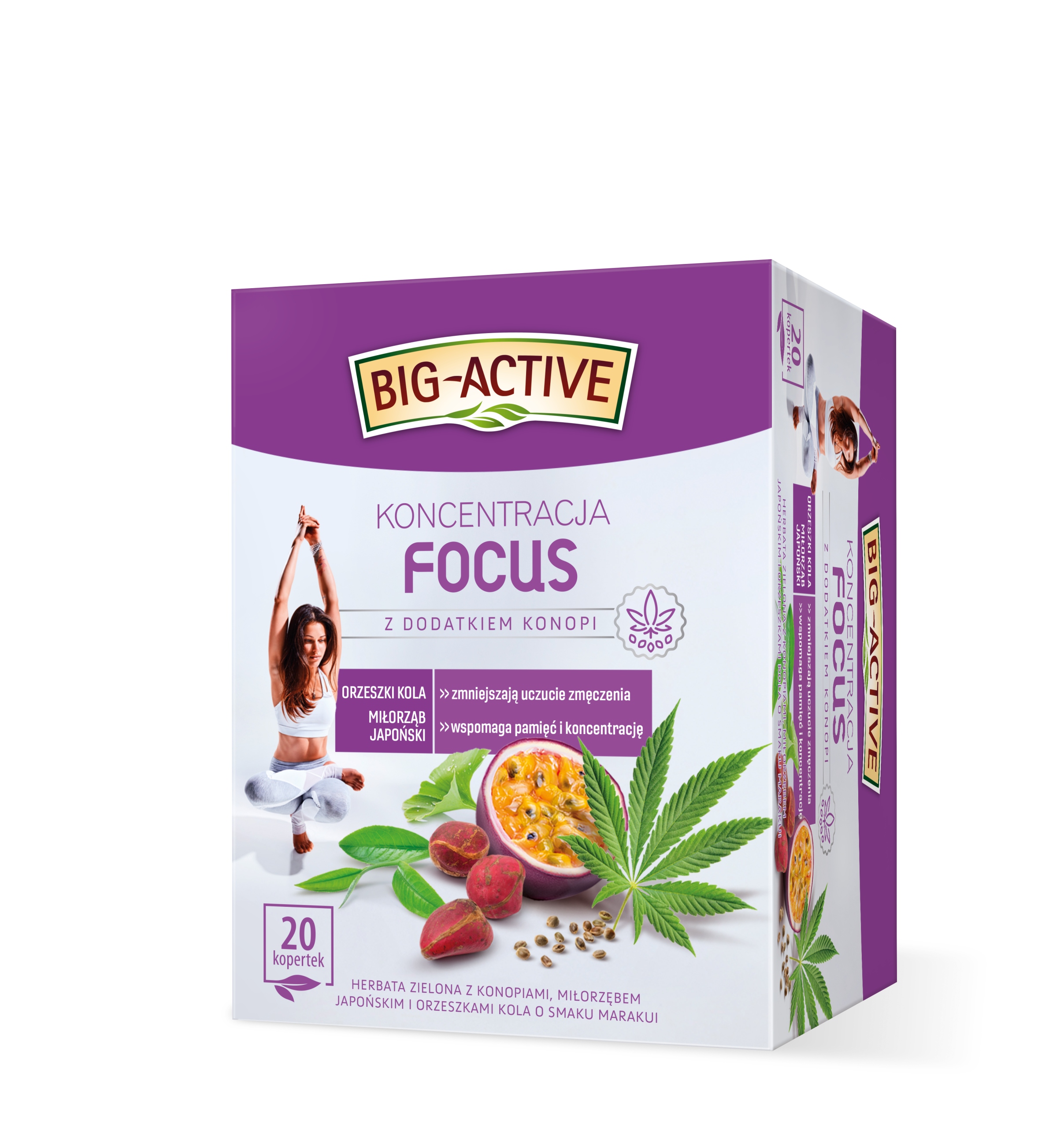 Levně Big-Active Čaj Zelený Focus s přídavkem konopí (20 sáčků x 1,5 g) 30 g