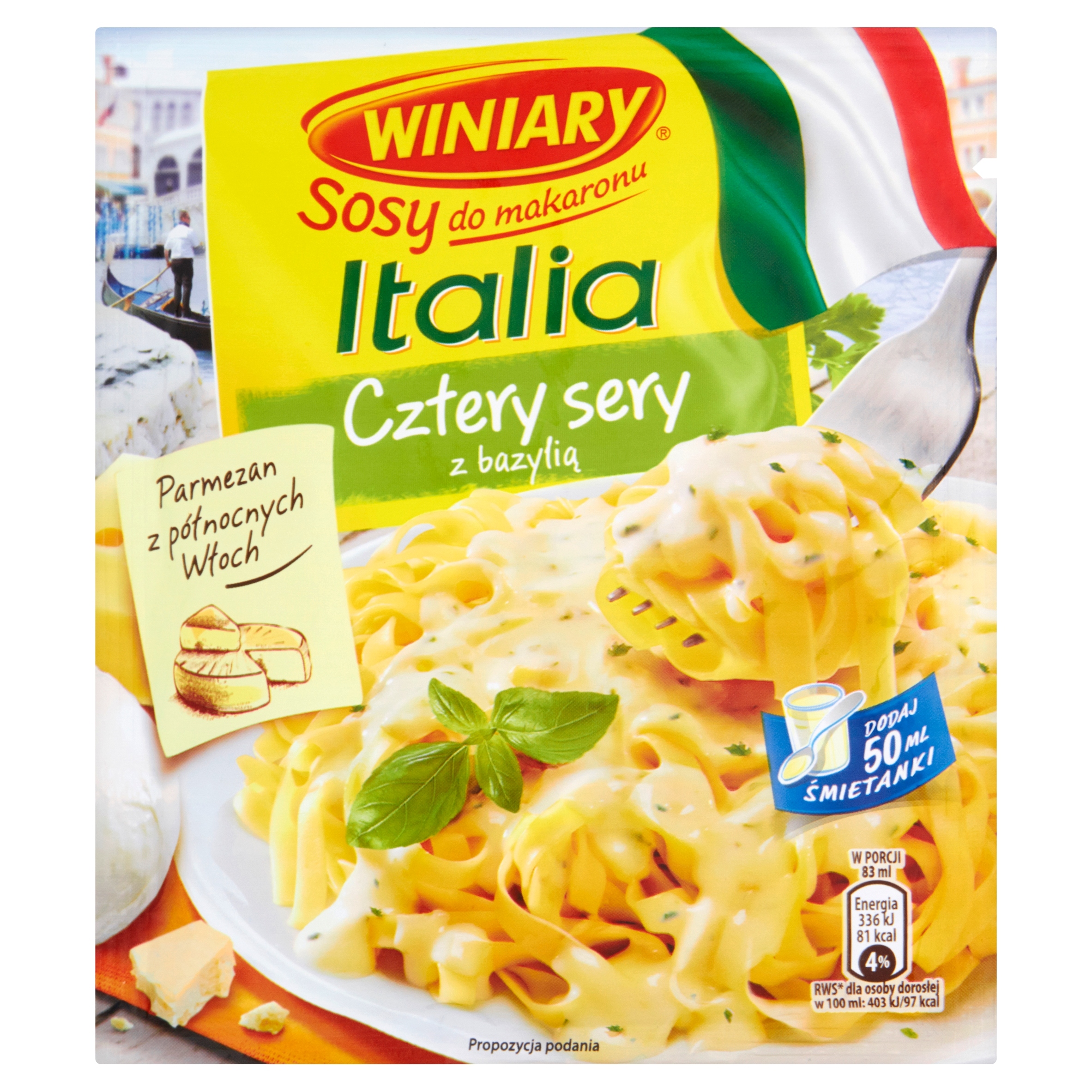 Winiary Omáčka Čtyři sýry s bazalkou 45 g x 27 g
