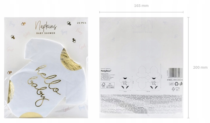 Serwetki Body Śpioszki Hello Baby Shower 20szt Marka Party deco