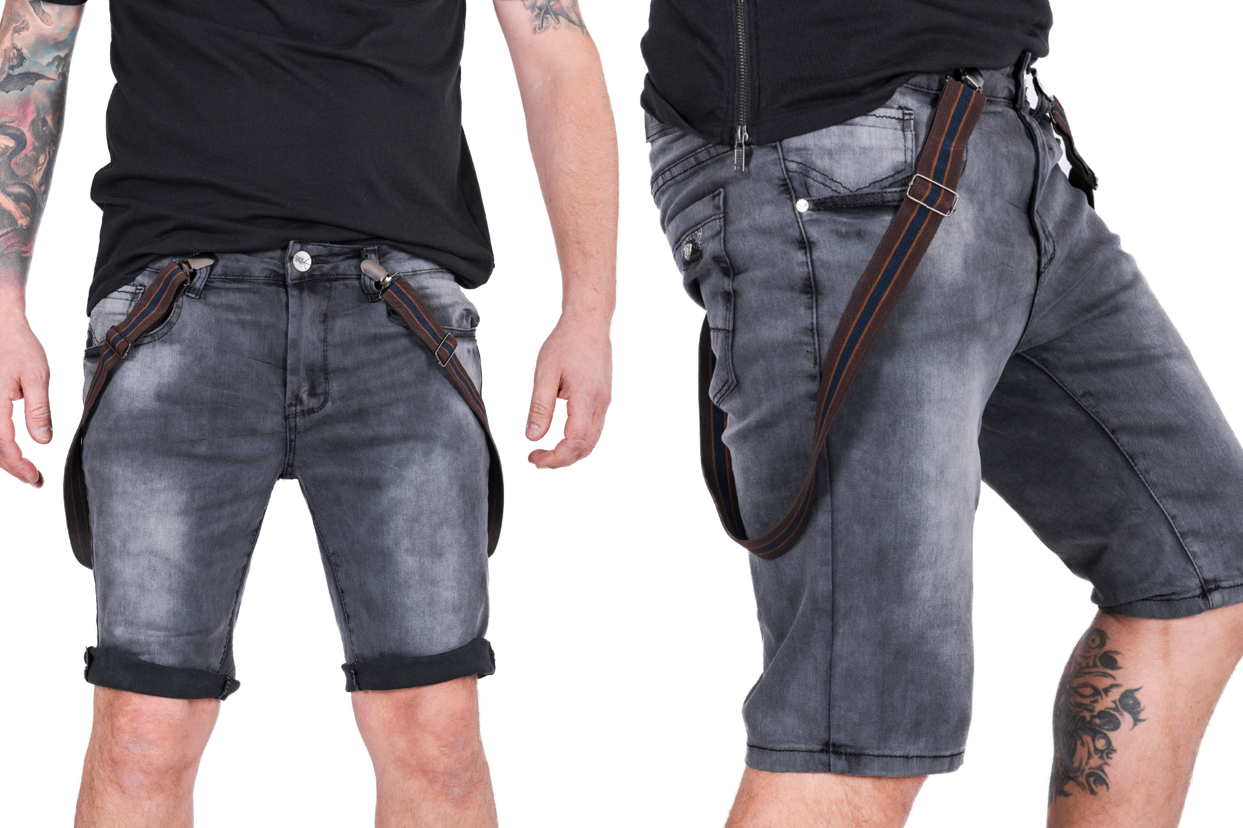 

Pas 106 CM *krótkie Jeansowe Z Szelkami R.38