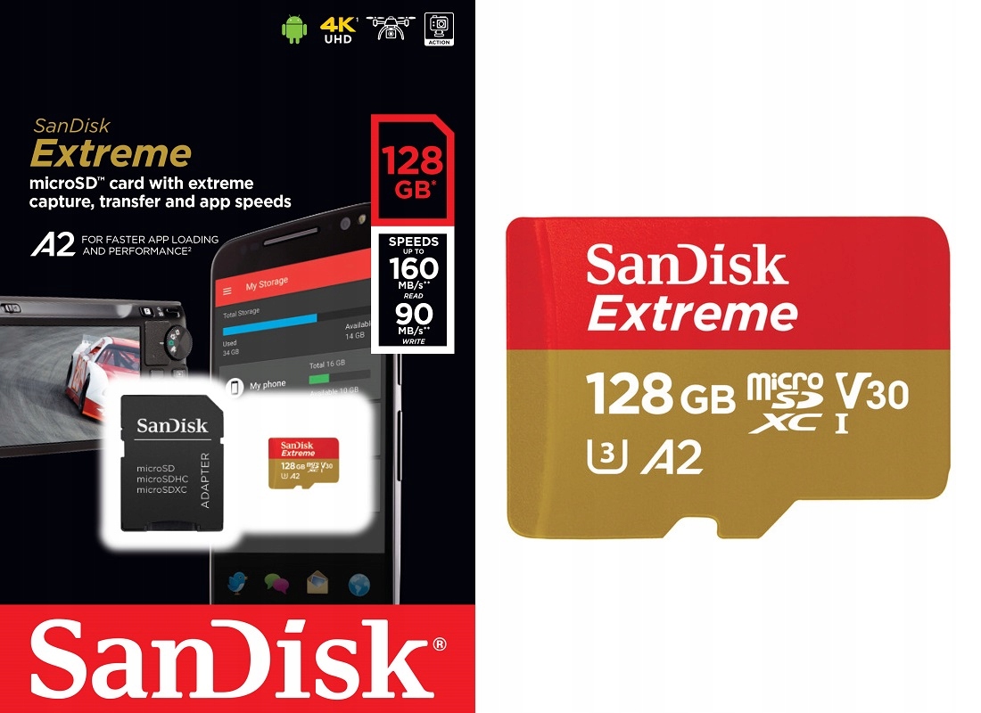 

Karta Sandisk Extreme 128GB microSD 160MB/s A2 V30