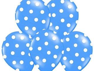

Niebieskie 36cm balony w Białe Kropki na ślub 5szt