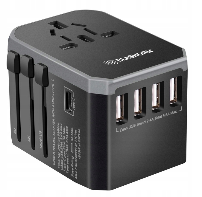 

Blasorn Ładowarka Sieciowa Adapter 4xUSB 5,6A Usbc