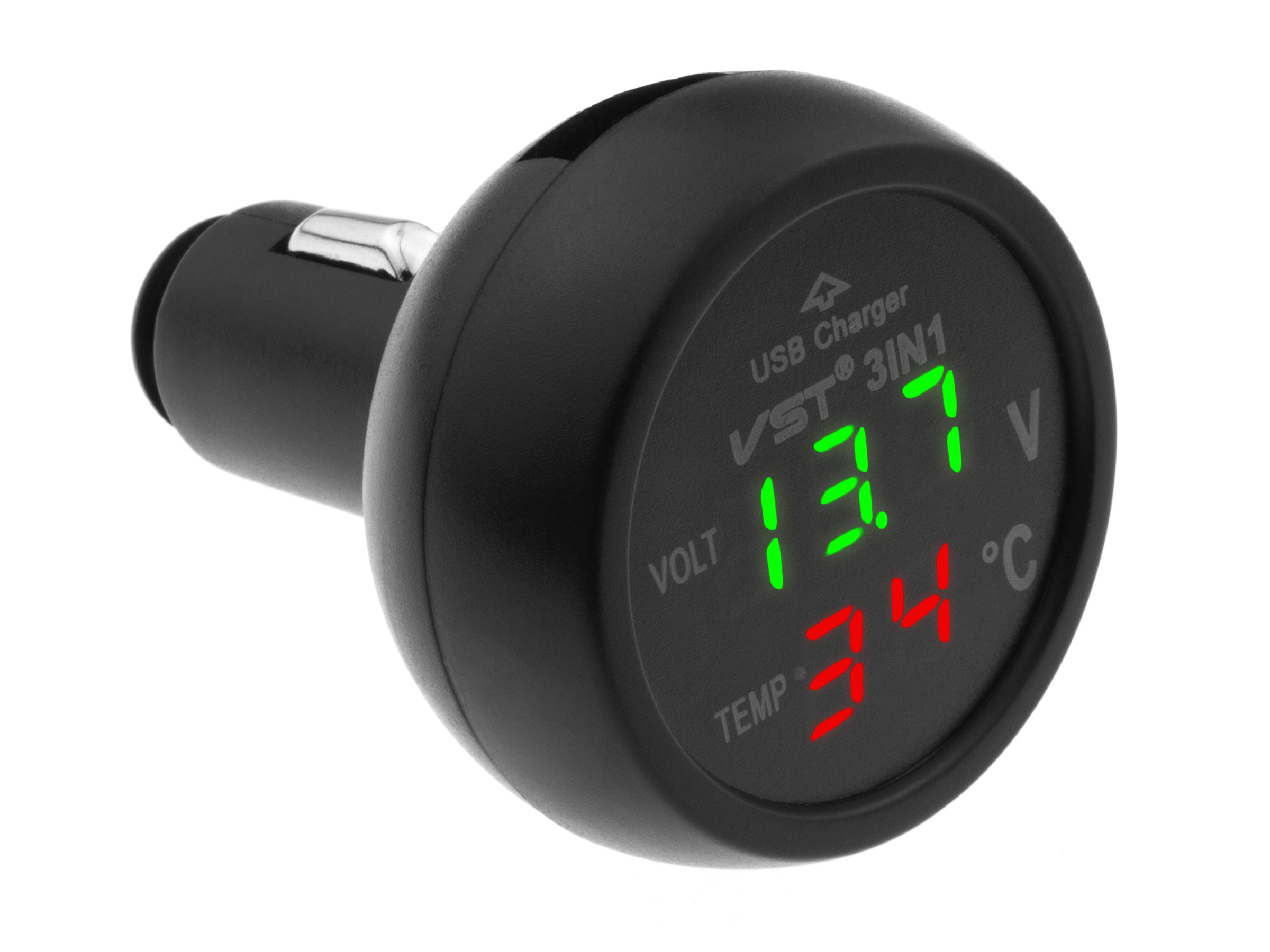 Woltomierz termometr ładowarka Usb 3w1 12/24V