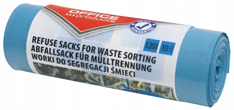 

Worki na śmieci mocne niebieskie 120l 10szt papier