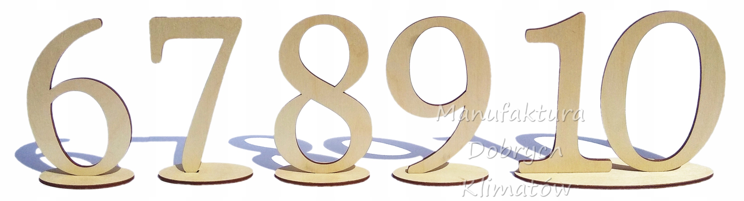 MDK Drewniane numery cyfry na stół 18cm -kpl. 1-10 Cechy dodatkowe brak