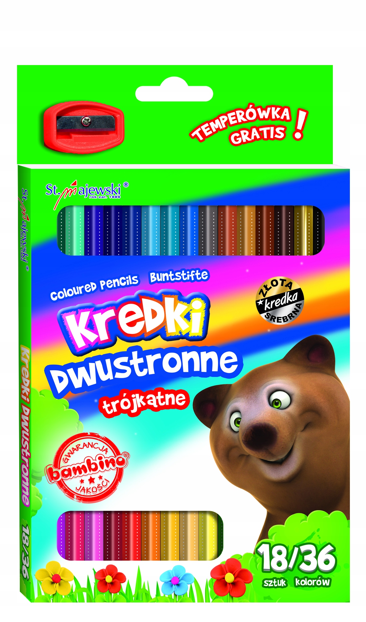 

Bambino Kredki dwustronne trójkątne 18 szt 36 kol