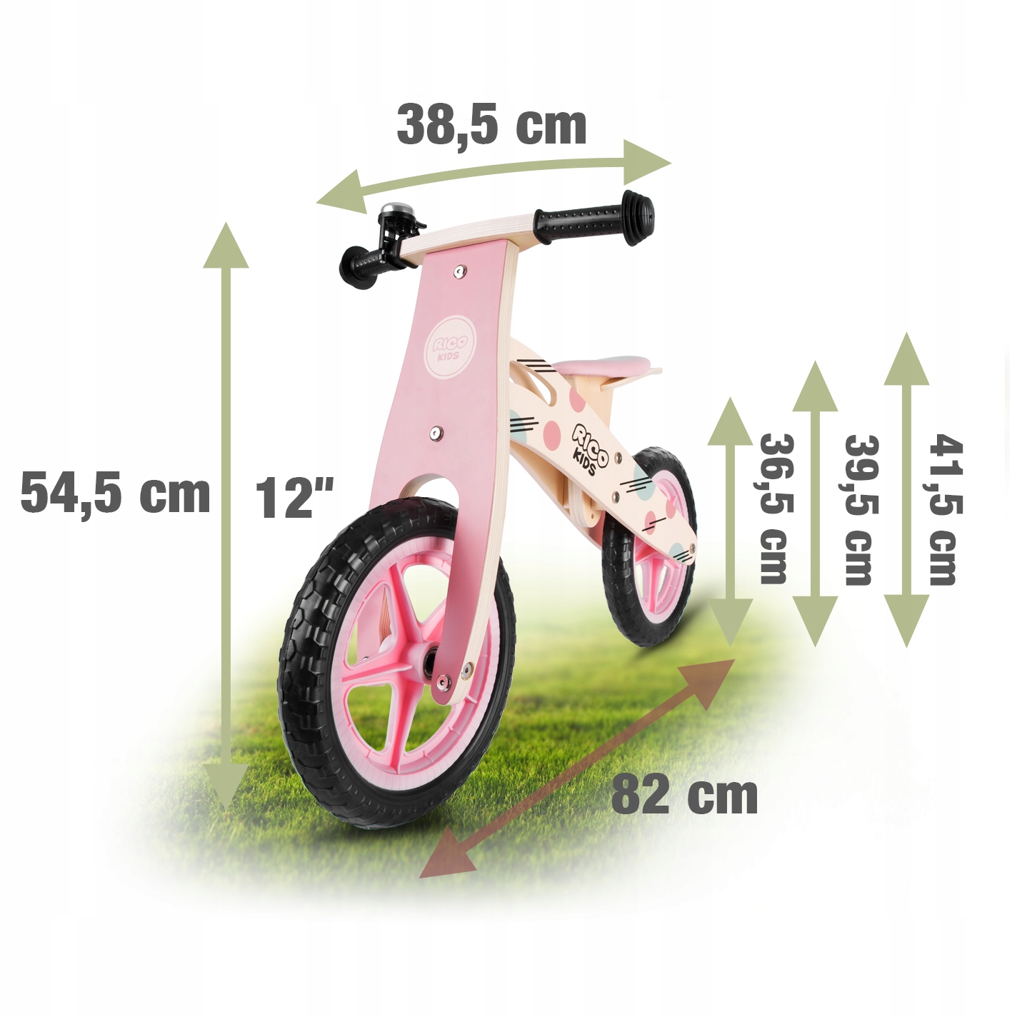 BALANCE BIKE 12' BIKE WOODEN BAG RICOKIDS Вік дитини 18 м +