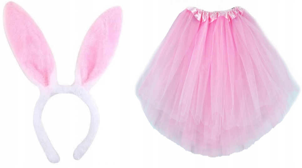 ZESTAW KRÓLICZKA STRÓJ OPASKA USZY SPÓDNICA RÓŻOWA