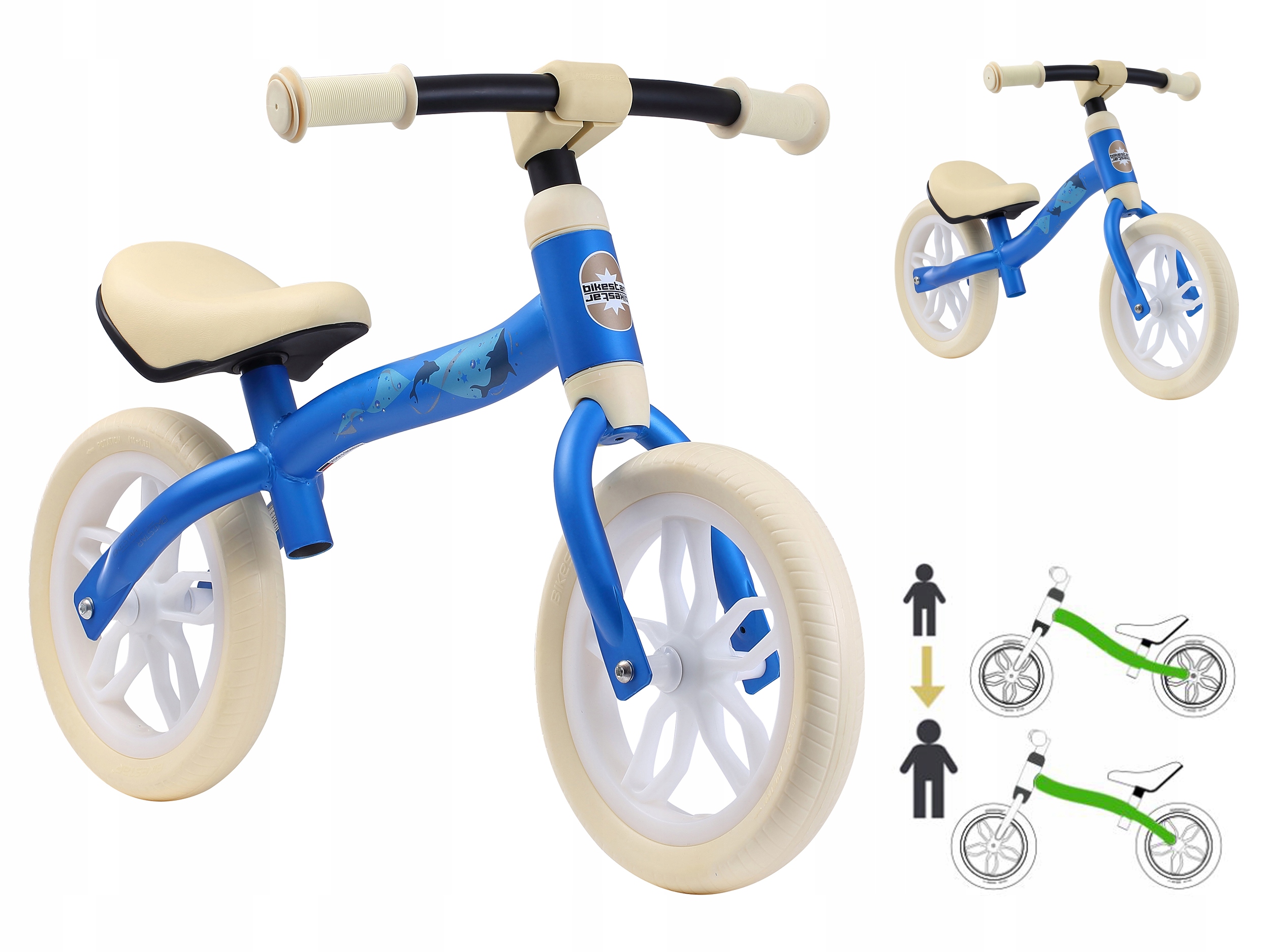 Rowerek Biegowy 2w1 rama obrót BikeStar lekki 3kg!