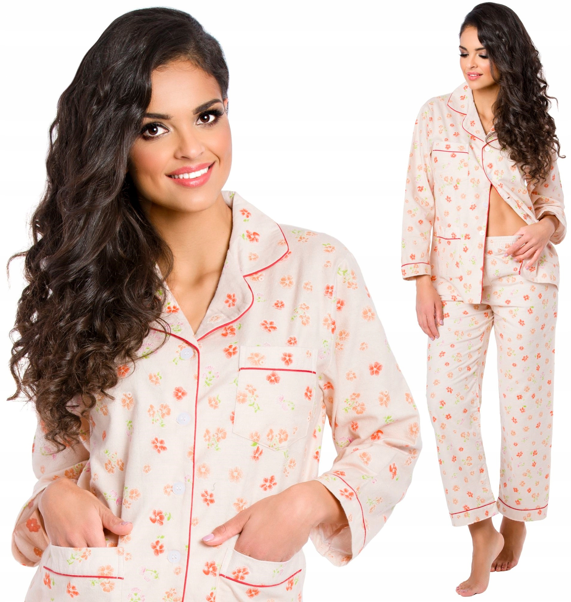 

Ciepła Flanelowa Rozpinana Gruba Piżama Damska S