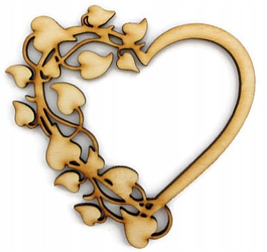 SERCE Z LISTKAMI DEKOR ŚLUB 91 x 90 mm WS004