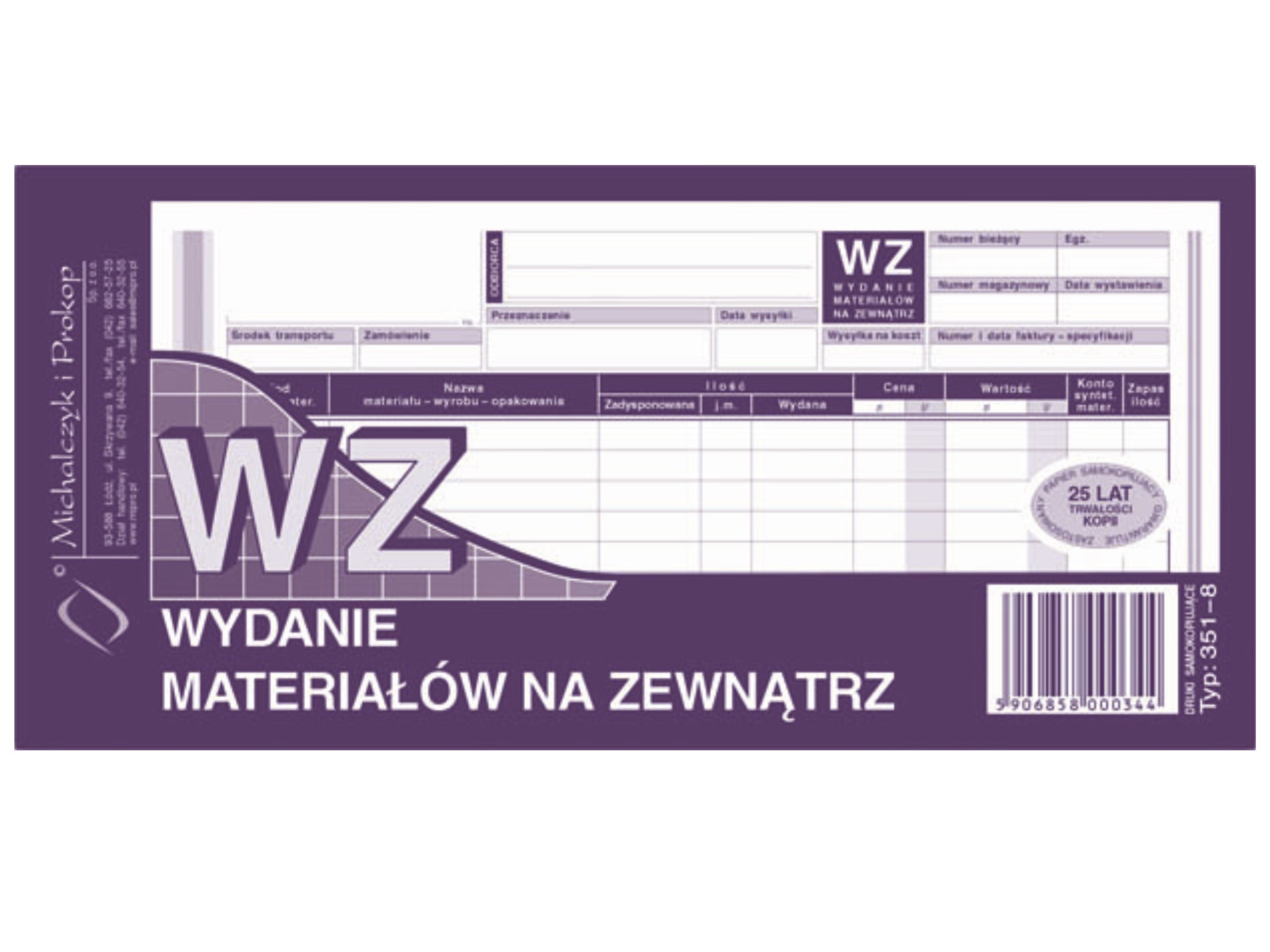 

Wydanie materiałów zewnątrz Wz Mipro 1/3 A4 351-8