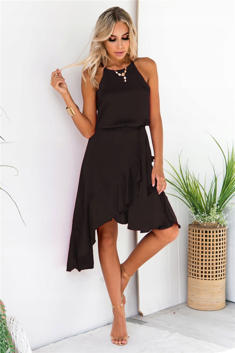 

Satynowa sukienka asymetryczna koktajlowa Kolory M