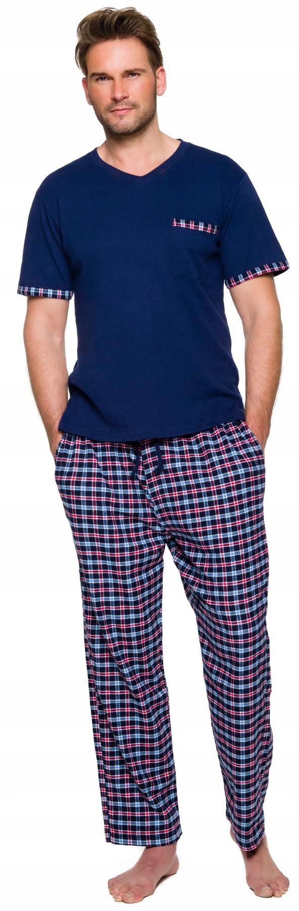 BAWEŁNIANA PIŻAMA MĘSKA FLANELOWE SPODNIE - XL Rozmiar XL