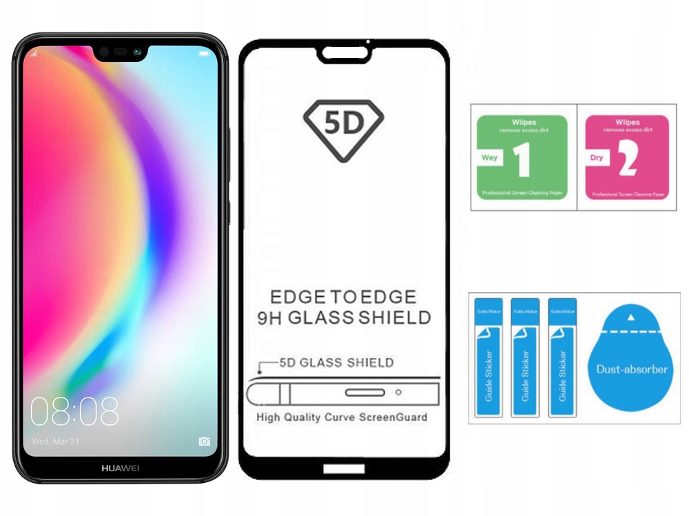 

Szkło Hartowane 5D Cały Ekran do Huawei P20 Lite