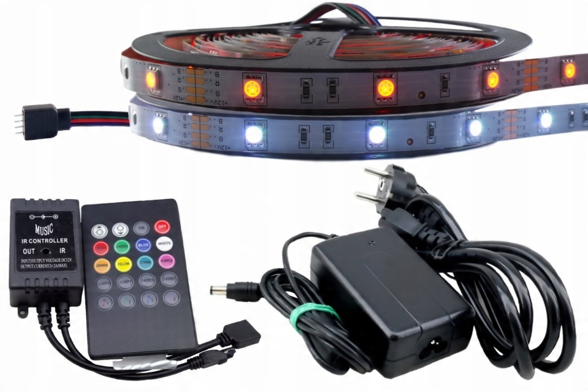 

Zestaw taśma Led Smd Rgb 5050 Muzyczny Disco 7m
