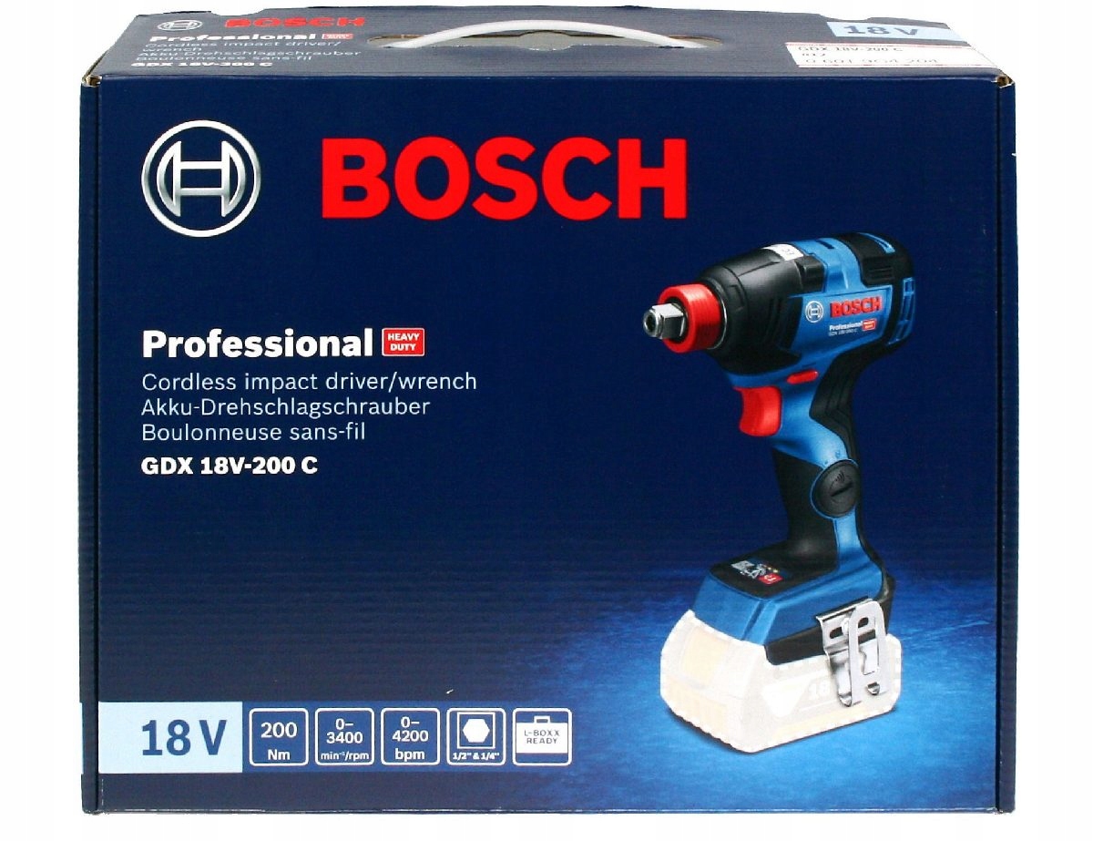KLUCZ UDAROWY GDX 18V-200 C BOSCH KORPUS BODY Częstotliwość udarów 4000 1/min