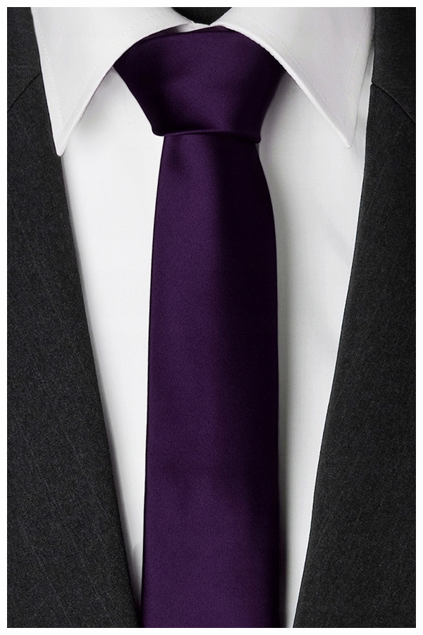MIKROFIBRA Wąski 6cm Gładki Krawat FIOLETOWY gs37 Model Slim Fit