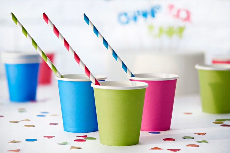 Słomki papierowe C. RÓŻ PASKI na roczek urodziny Marka Party Deco