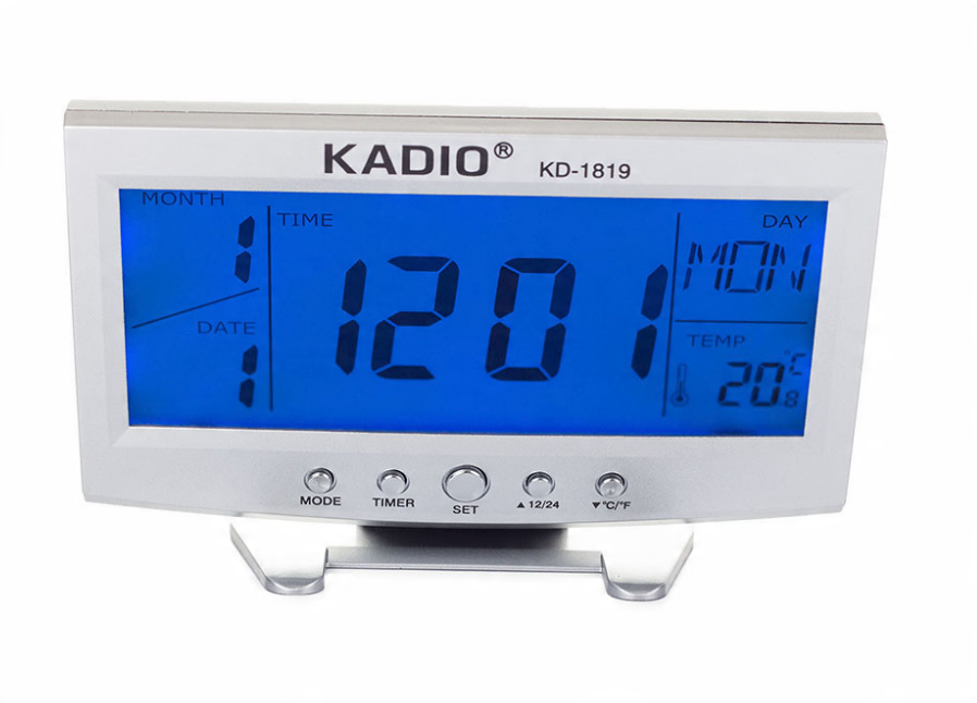 

Zegar Biurkowy Budzik Termometr LCD Data Alarm
