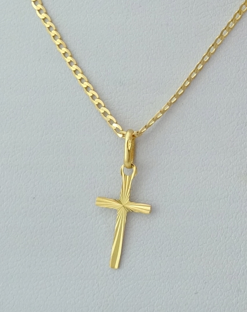 ŁAŃCUSZEK ZŁOTY PEŁNY + KRZYŻYK 55 CM. PR. 585 Splot Pancerka