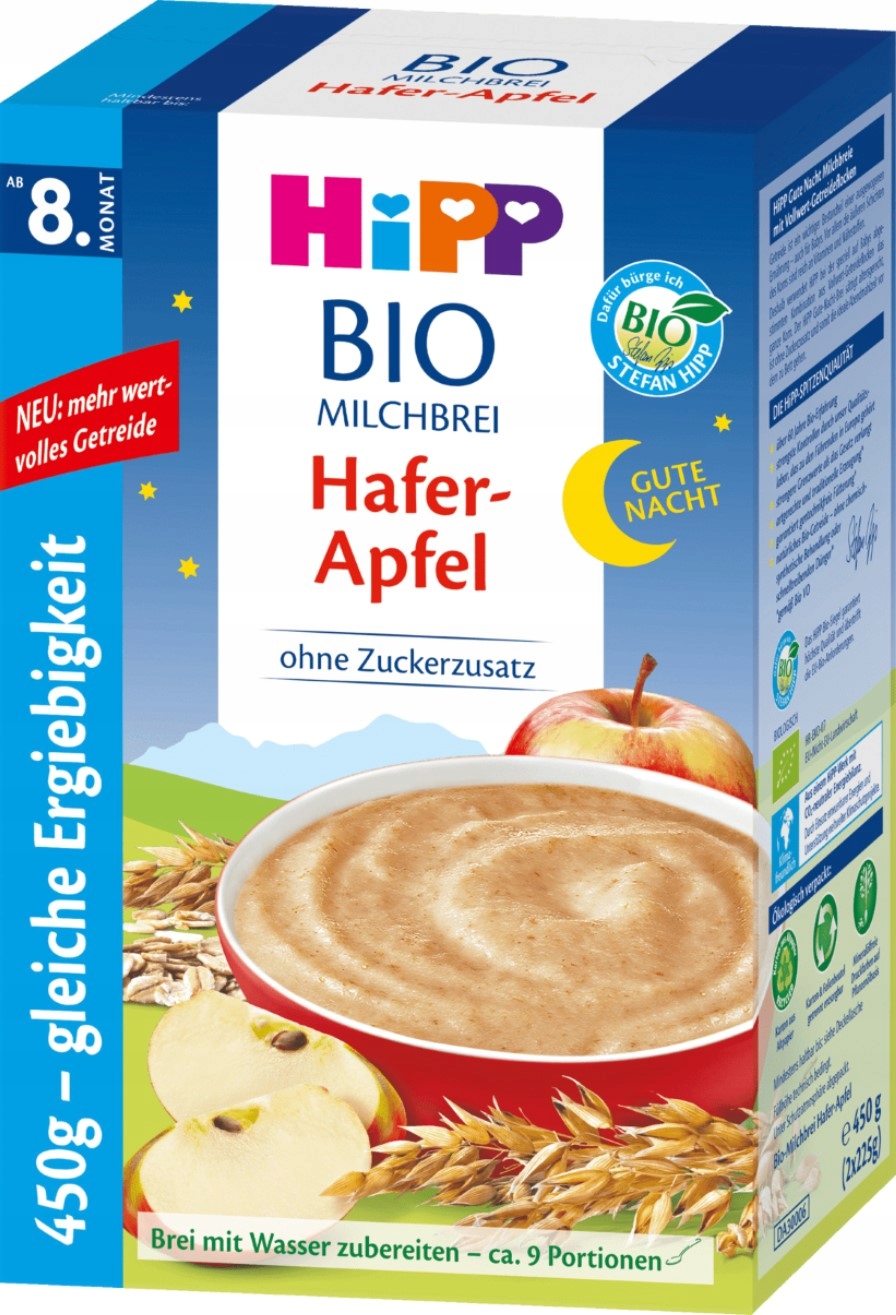HIPP BIO KASZKA OWSIANKA Z JABŁKIEM NA NOC 8m 450g