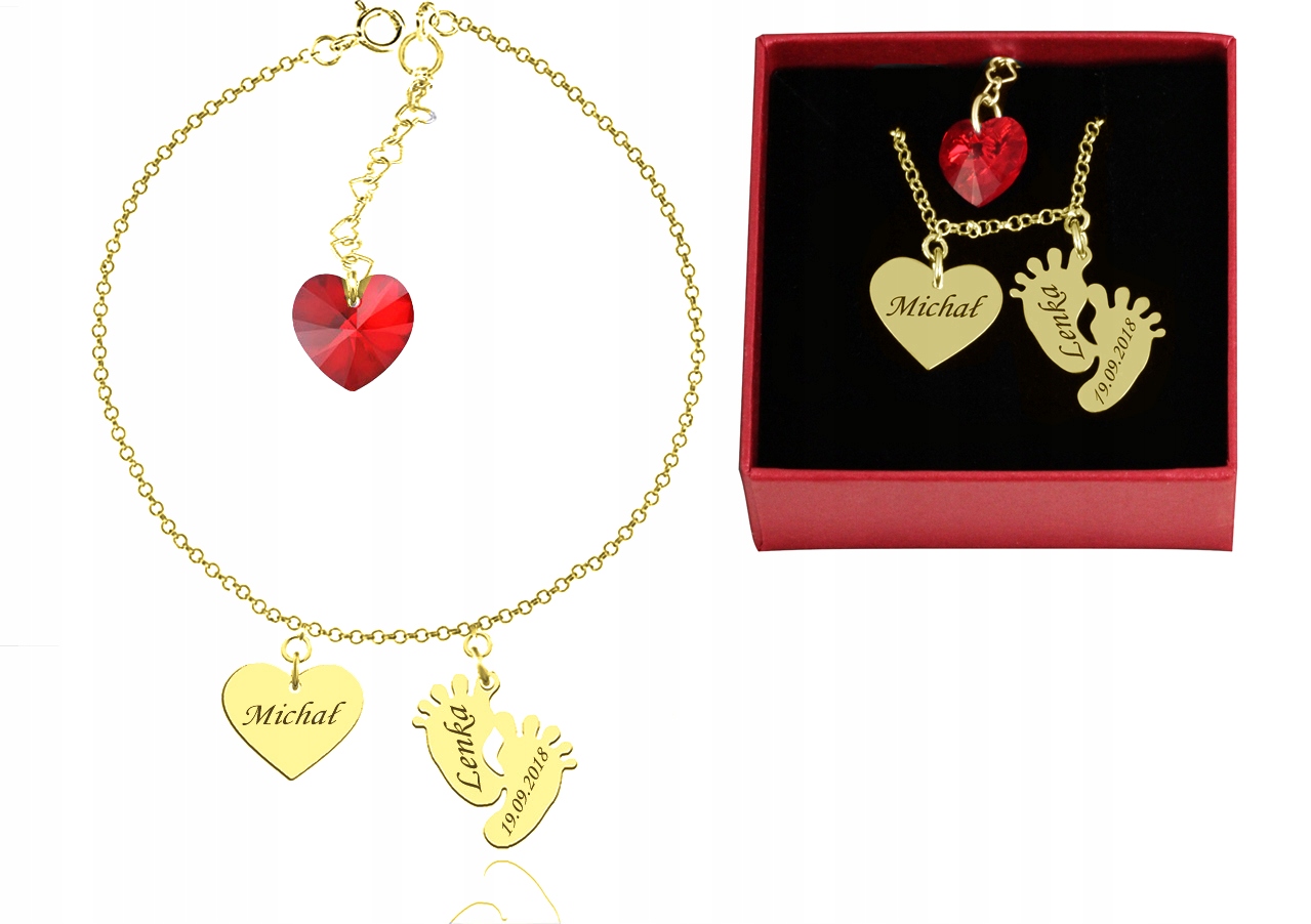 

Bransoletka Stópki Serce Grawer Kr. Swarovski 24 K