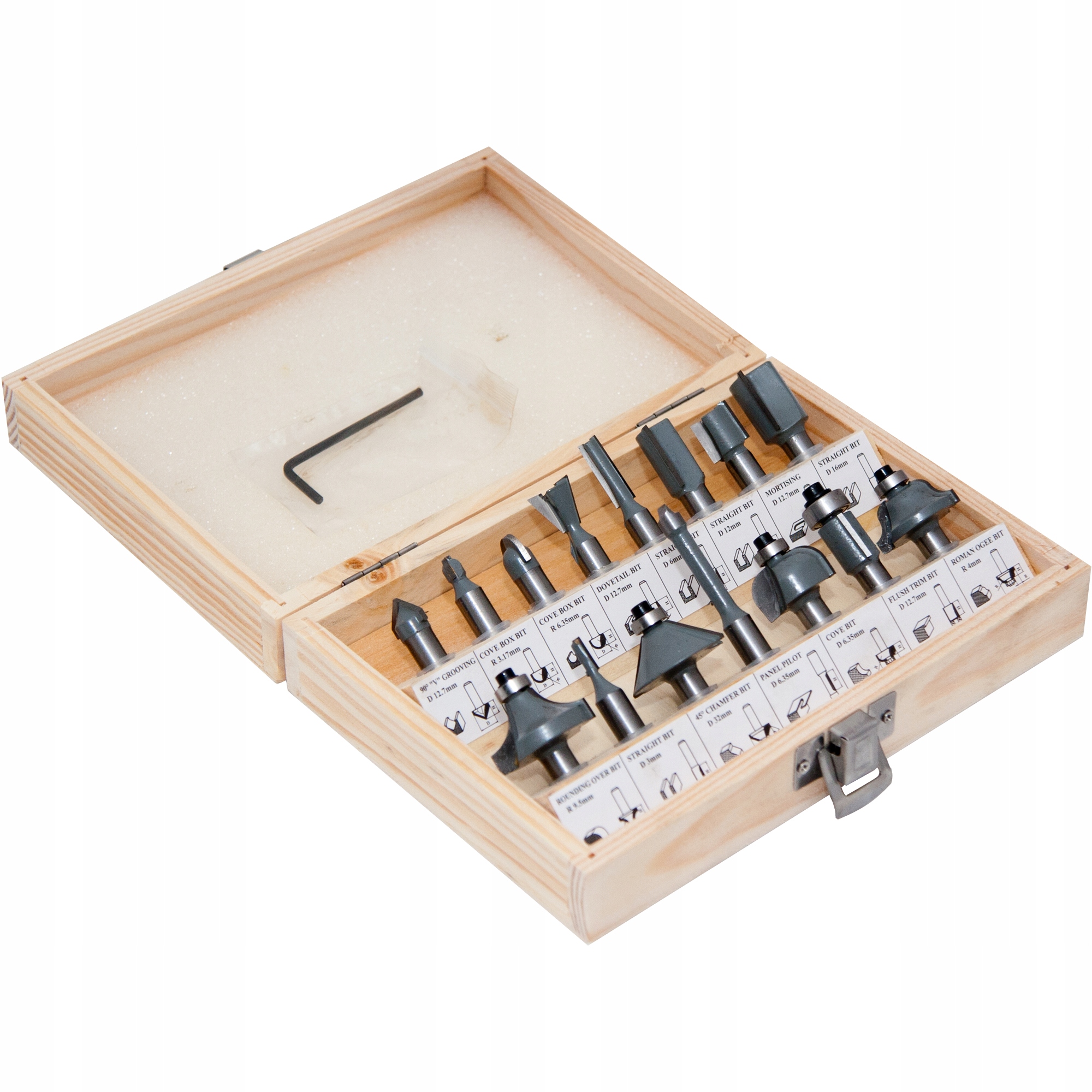 Sada tvarových fréz na dřevo 15 ks, 8 mm