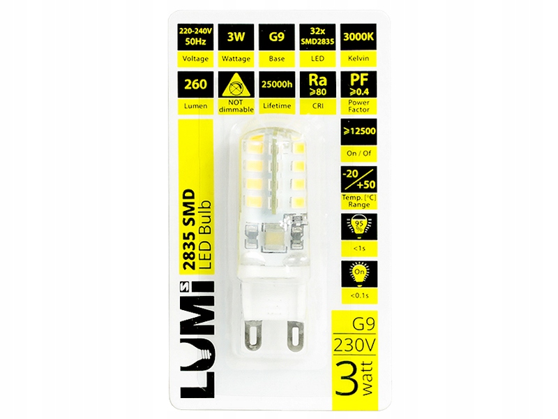 

Żarówka Led halogen G9 230V 32 Smd 3W ciepła