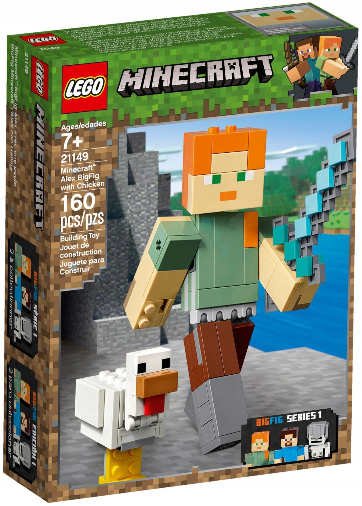 LEGO MINECRAFT 21149 DUŻA FIGURKA ALEX MIECZ KURA