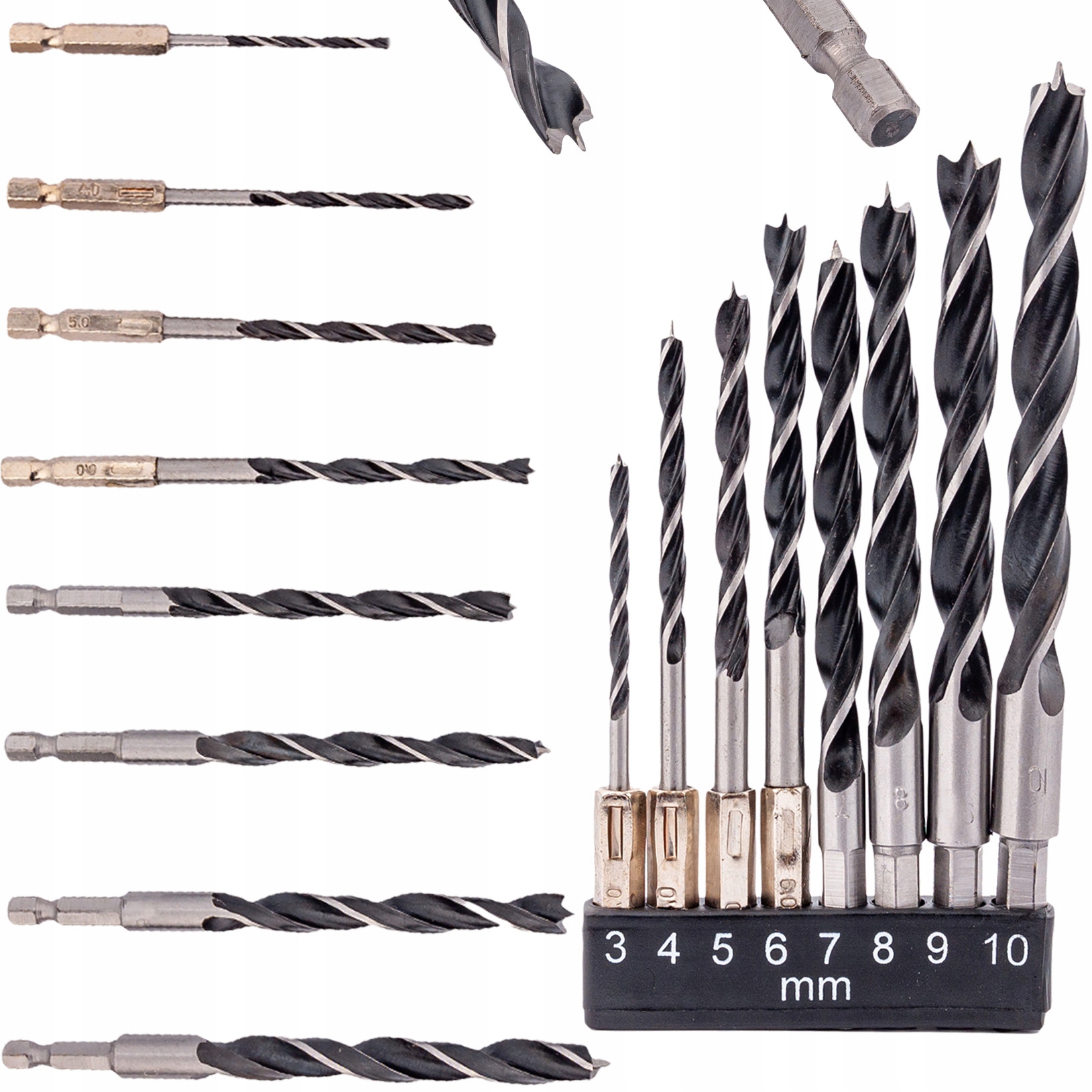 

Wiertła Do Drewna Zestaw 8szt 3-10mm Hex Wkrętarka