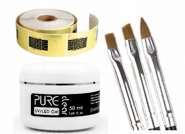 

Pure Nails Żel Budujący Clear 50g+ Szablony Pędzle