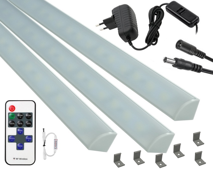 Led rohová kuchyňská skříňka 3x20 cm Dálkový Ovladač