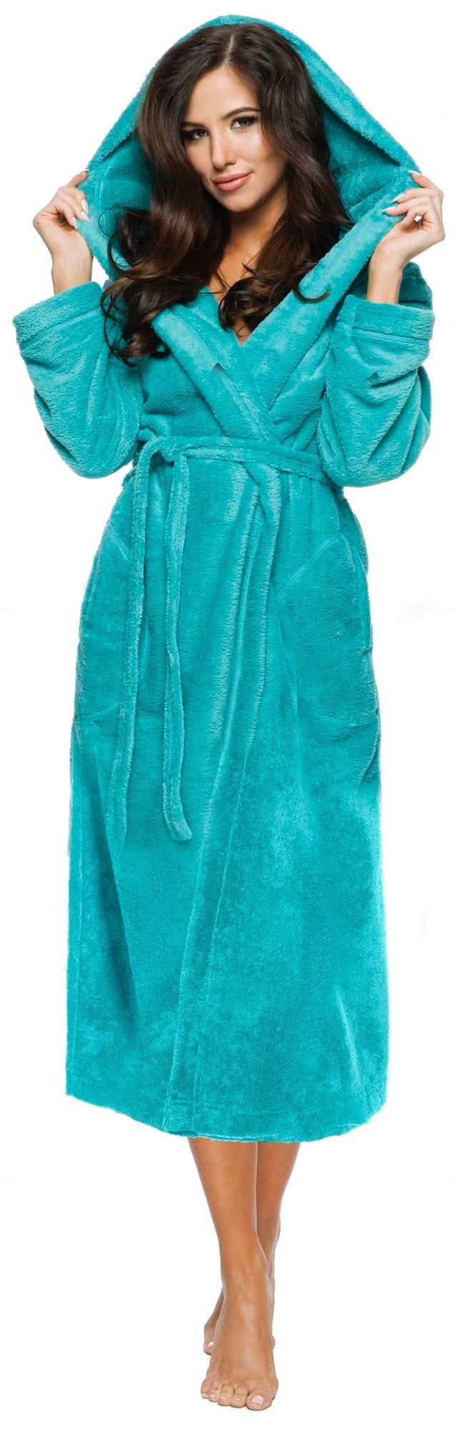 DŁUGI CIEPŁY PUCHOWY DAMSKI SZLAFROK PODOMKA S Płeć kobieta