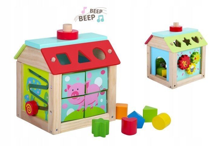 

Drewniana kostka edukacyjna sorter +klocki Ecotoys