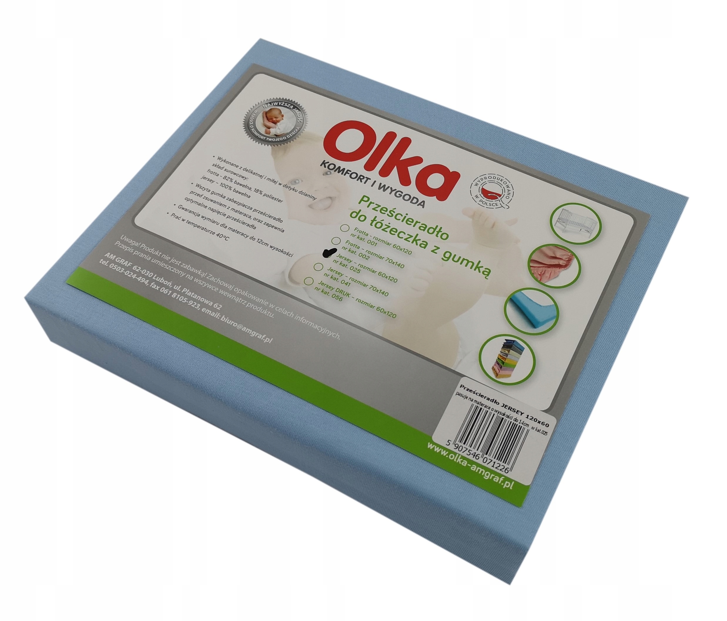 

Olka Prześcieradło z gumką 120x60 Jersey błękit
