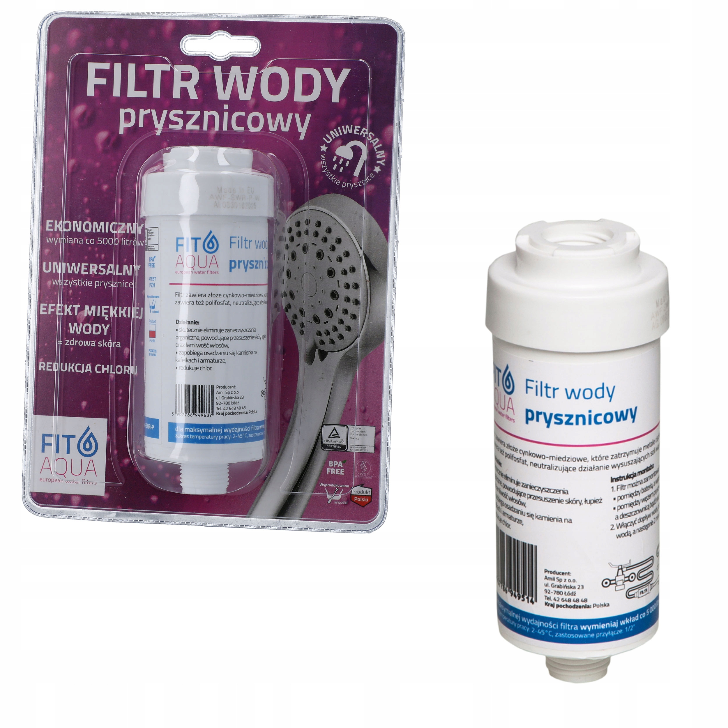 FILTR do WODY PRYSZNICOWY Fit Aqua AWF-SWR-P Biały