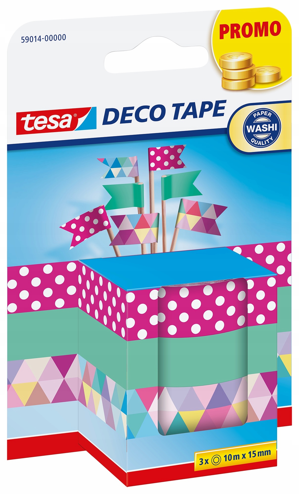 

Taśma dekoracyjna ozdobna tesa washi 10m x 15mm x3