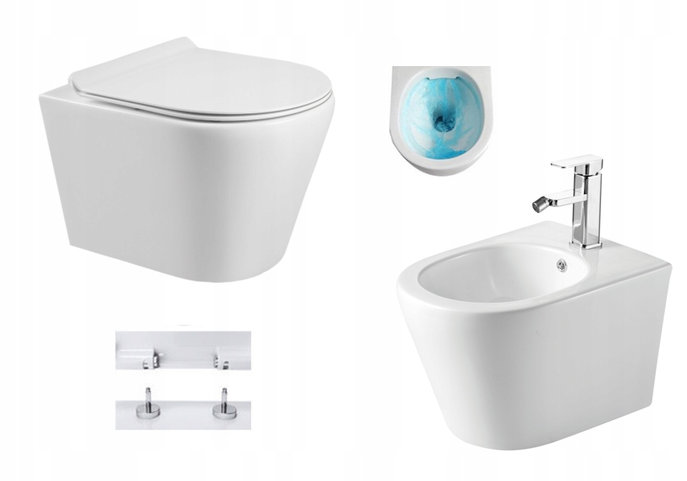Miska wc wisząca Rimless Mexen Rico deska wolnoopadająca slim biała bidet