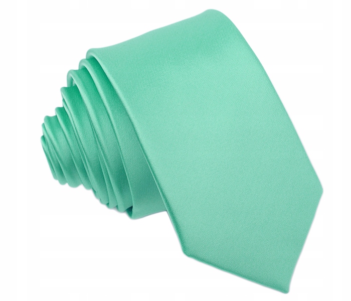 MIKROFIBRA Wąski 6cm Gładki Krawat MIĘTOWY gs75 Model Slim Fit