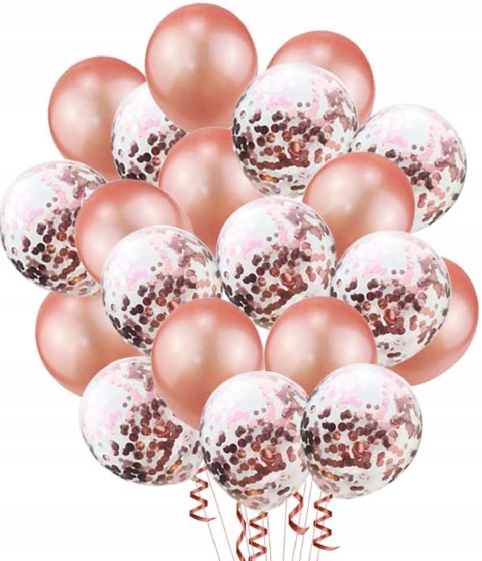 

Balony Różowe Złoto konfetti Rose Gold ślub 20szt