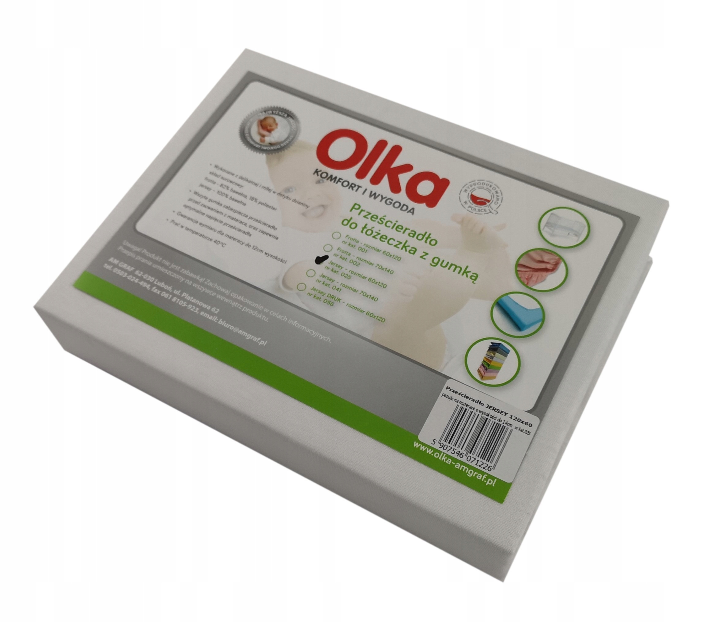 

Olka Prześcieradło z gumką 120x60 Jersey białe