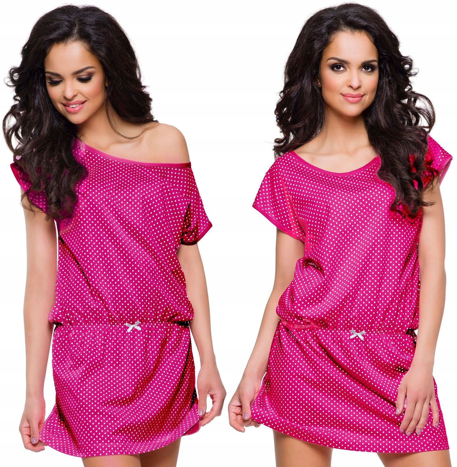 LUŹNA KOSZULA NOCNA W GROSZKI KRÓTKI RĘKAW M