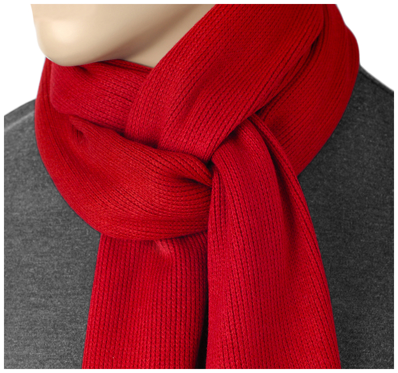 CZERWONY GŁADKI Szalik Męski Długi Zimowy AF51 Model Large L