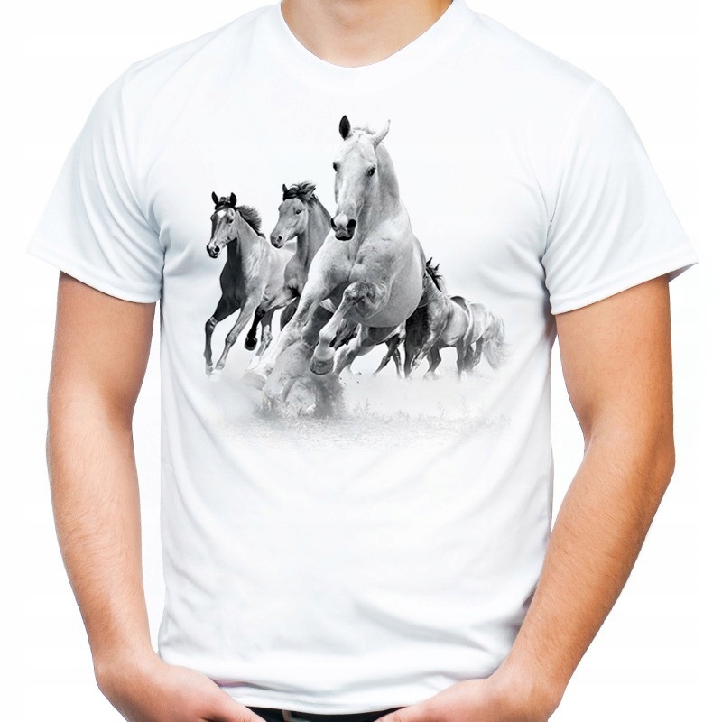 Koszulka dziecięca z koniem końmi tabunem koni 128