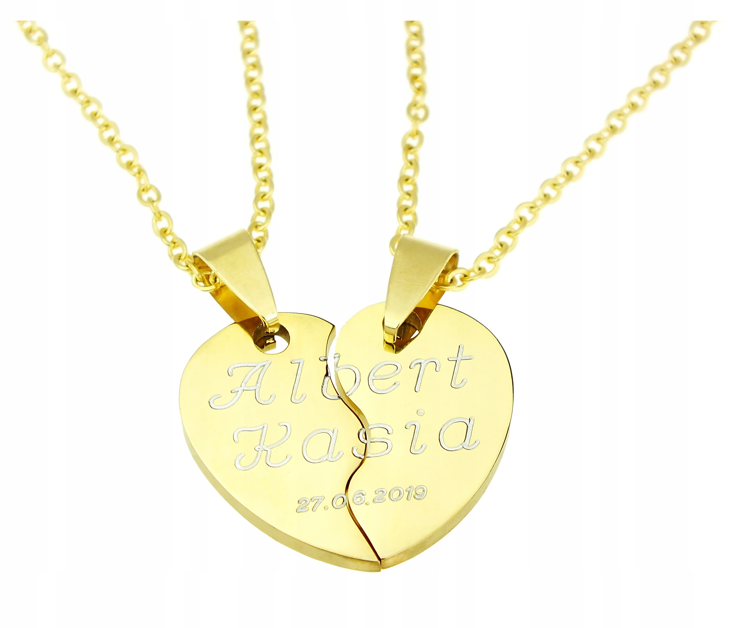 

Naszyjniki Złote Połówki Serca Stal Twój Grawer